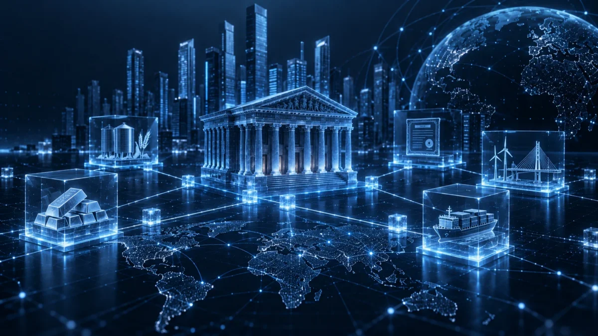 Banking architecture and digital financial blocks on a connected map